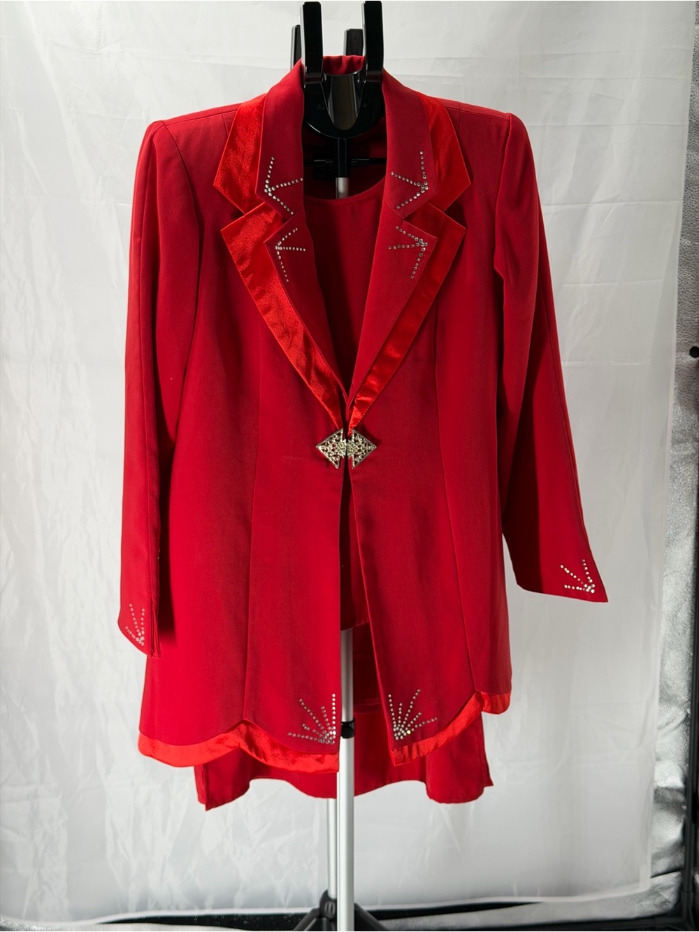 Harmony Women Red Crystals 3 Pc Church Formal Wedding Skirt Suit Sz 8 No Offers!